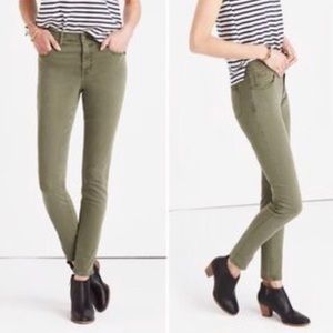MADEWELL olive 9” high riser skinny skinny jeans